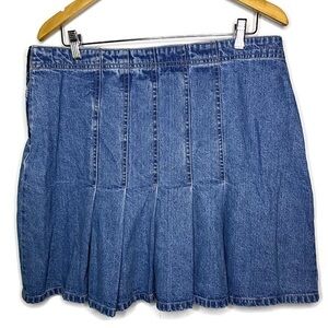 Bill Blass Retro Vintage Denim Skirt Pleated size 14 Petite
